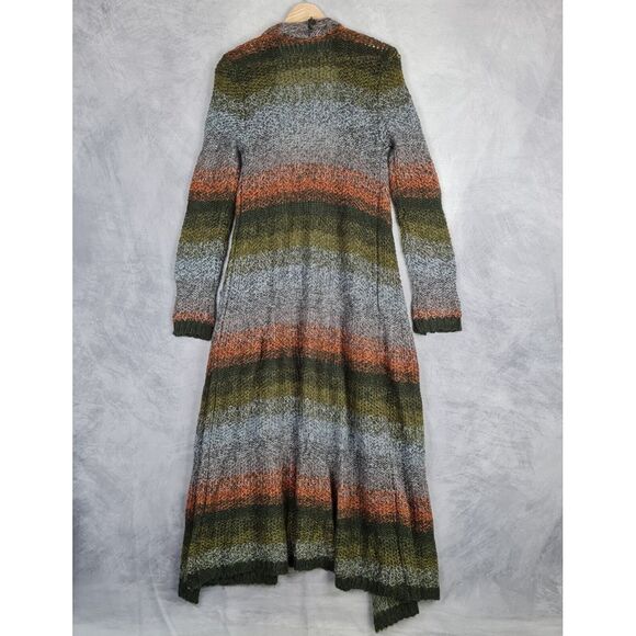 Anthropologie Duster Cardigan Womens OS Gray Striped Open Knit Lightweight - Picture 10 of 16